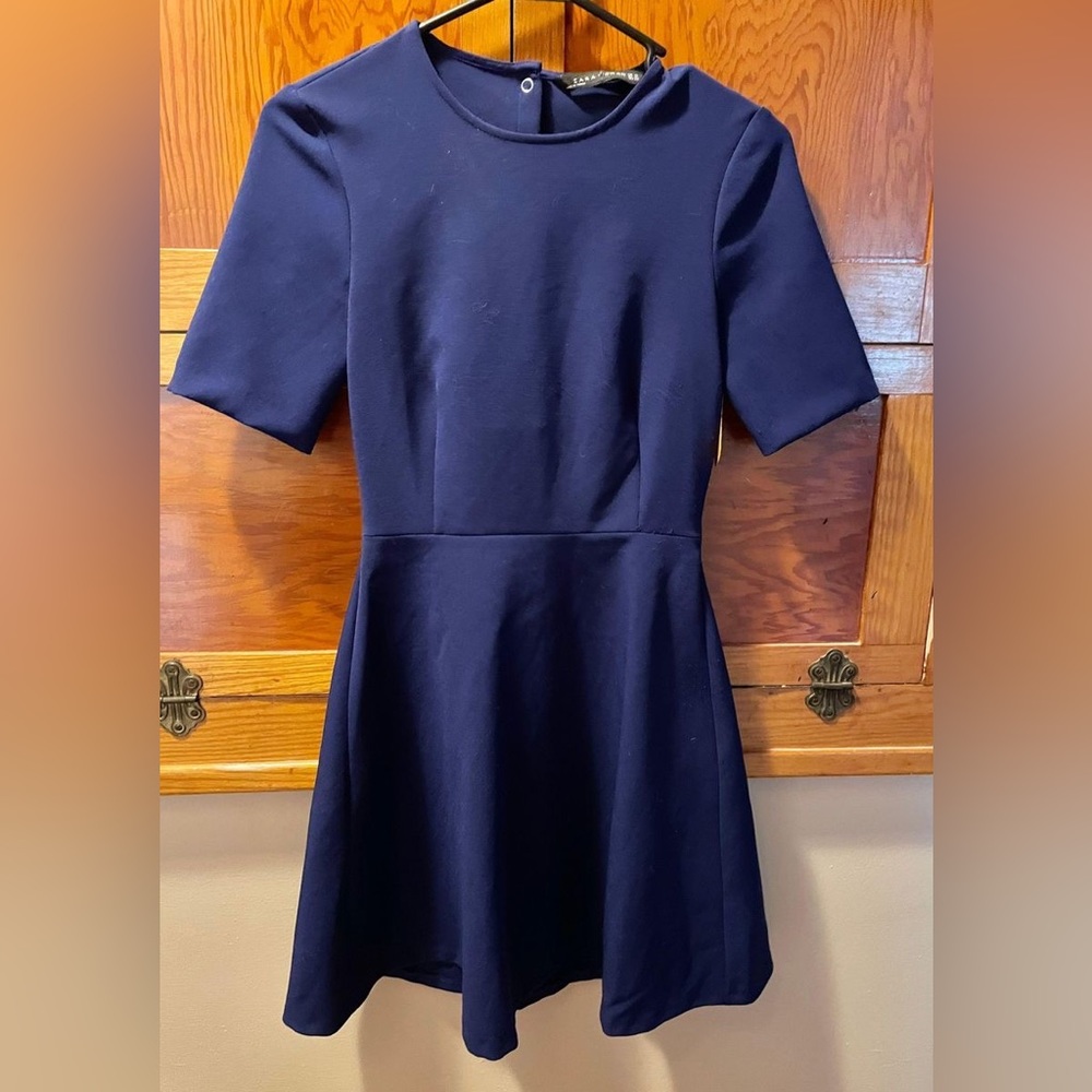 Zara Short Sleeve Blue Mini Dress